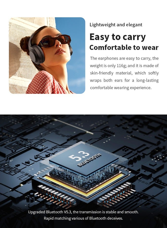 havit Wireless Headphones, Bluetooth 5.3, Battery Capacity 200mAh, Long-Lasting Battery Life, Lightweight, Comfortable and Foldable Design, Beige - Image 3