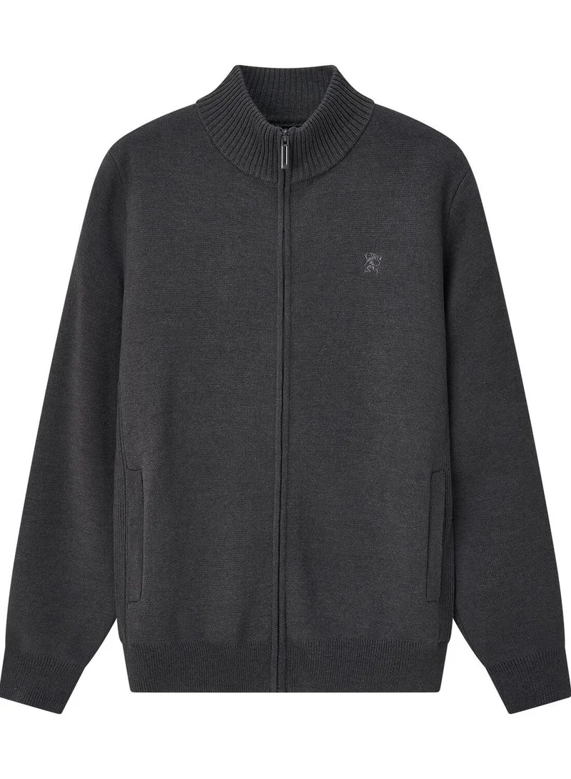 GIORDANO Men's Full-Zip Mock Neck Textured Knit Cardigan