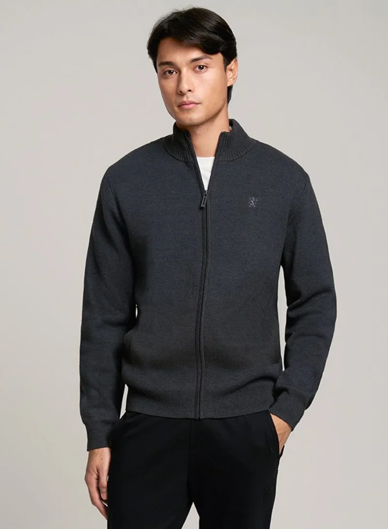 Men's Full-Zip Mock Neck Textured Knit Cardigan