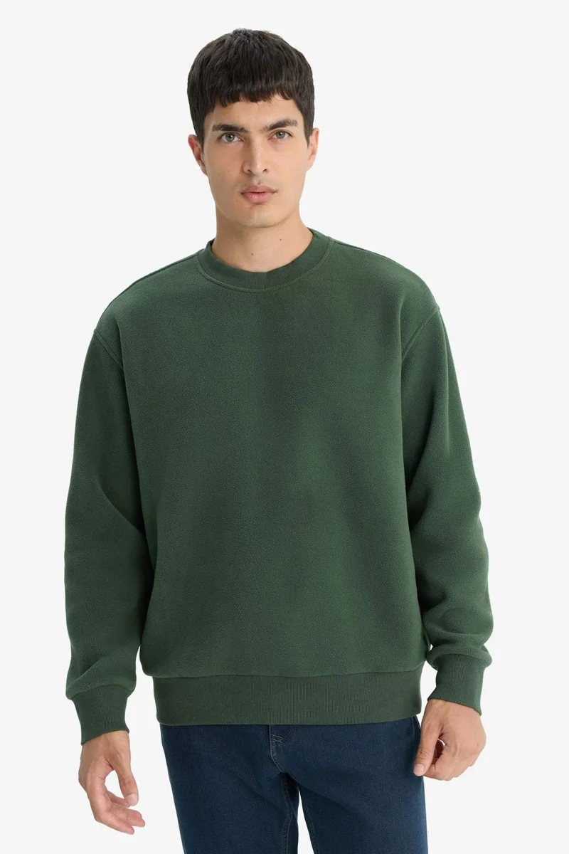 ديفاكتو Relax Fit Crew Neck Fleece Sweatshirt