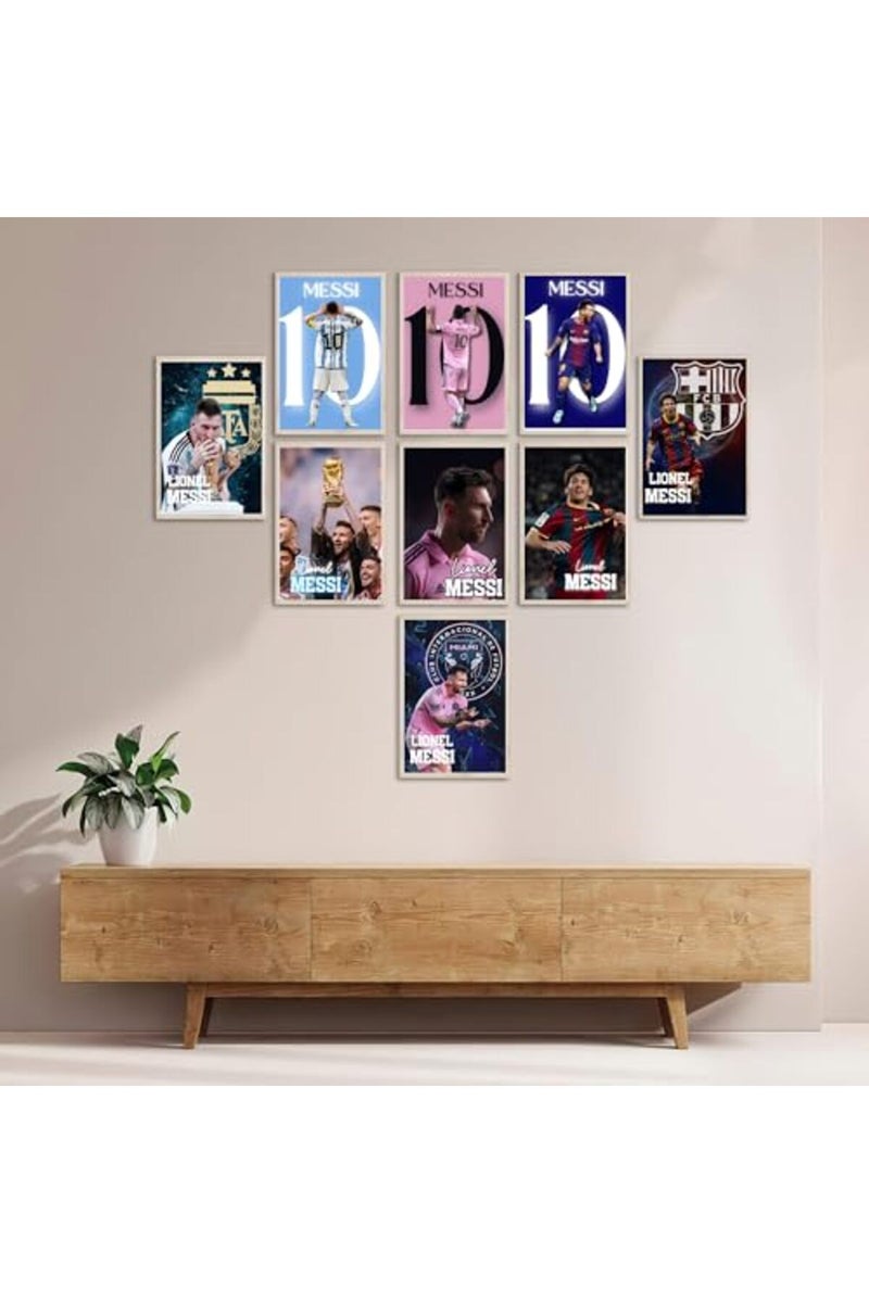 Dujoi Messi Poster Wall Art Football Superstar Posters For Walls Sports Prints For Boys Bedroom Home Decor Office Decor(Unframe 12x18inch 9PCS) - Image 4