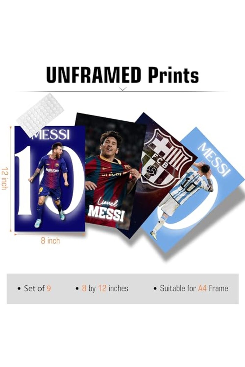 Dujoi Messi Poster Wall Art Football Superstar Posters For Walls Sports Prints For Boys Bedroom Home Decor Office Decor(Unframe 12x18inch 9PCS) - Image 3