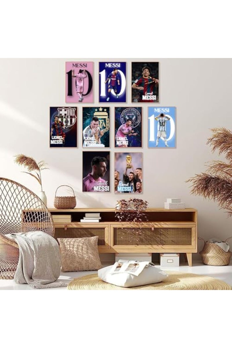Dujoi Messi Poster Wall Art Football Superstar Posters For Walls Sports Prints For Boys Bedroom Home Decor Office Decor(Unframe 12x18inch 9PCS) - Image 2