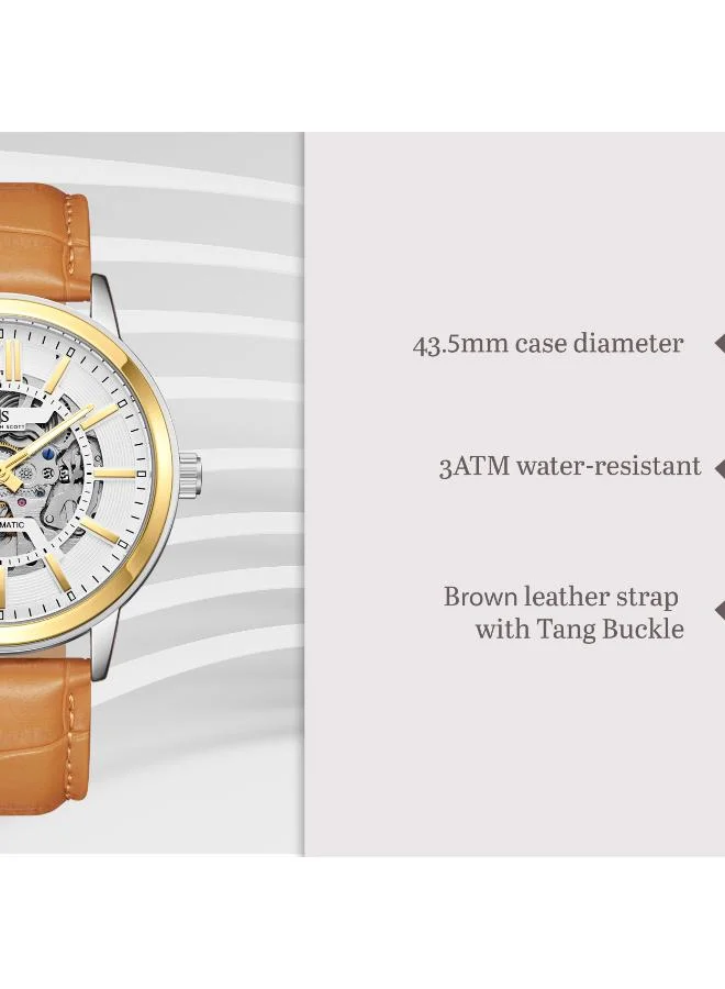 Kenneth Scott White Men's Leather  Automatic  Watch K24323-TLFW - 43.5 mm for Men | Best Price UAE