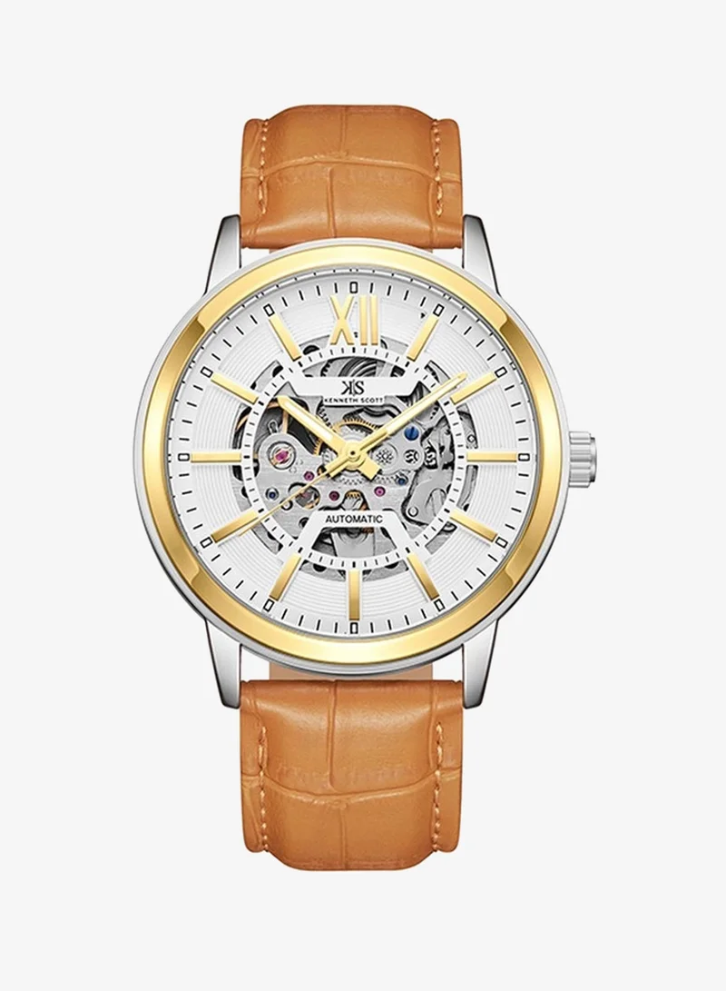 Kenneth Scott Men's Leather  Automatic  Watch K24323-TLFW - 43.5 mm