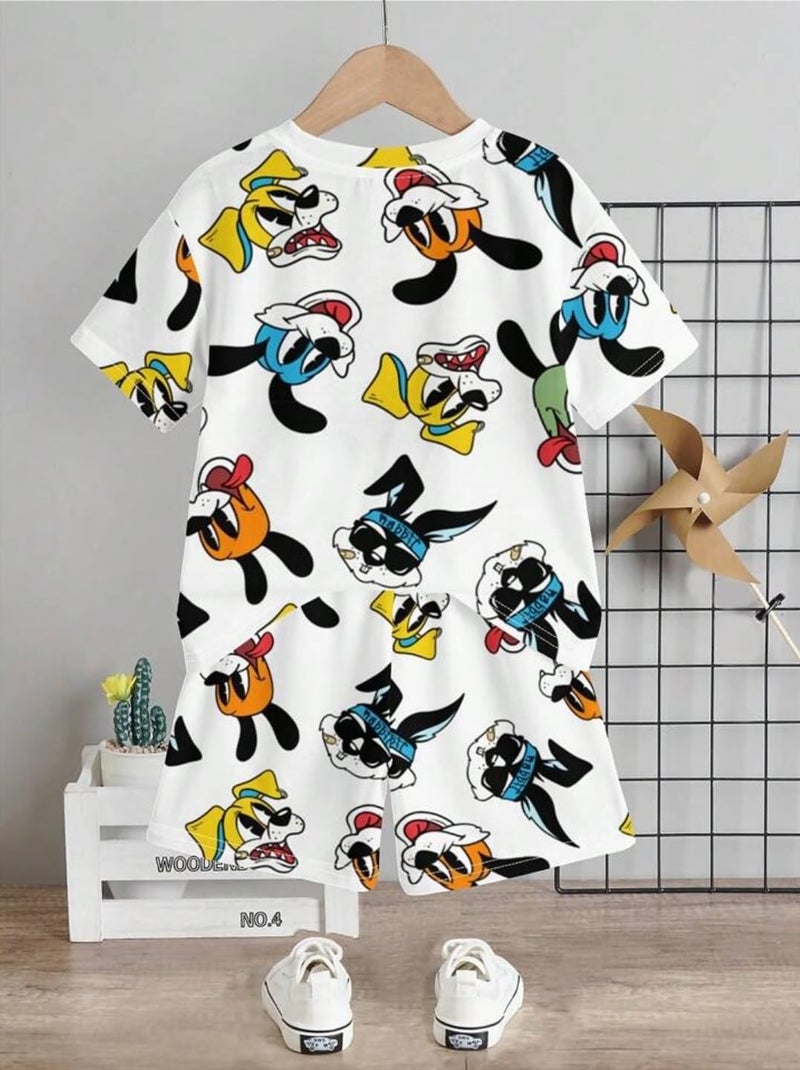 Thiya Boys Multicolor Dog Printed Cotton Blend Casual wear Comfortable Cap Sleeve Co-ord Set(7-8Years) - Image 4