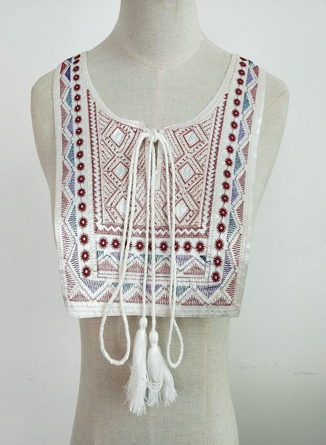 FEEPOP 1pc Gold/Color Pink Embroidery Ethnic Style Collar Venise Sequin Floral Embroidered Applique Lace Neckline Collar Garment Accessories - Image 1