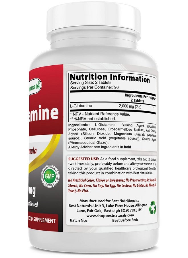 Best Naturals L-Glutamine 1000mg Fuel for Workout (Non-GMO) Tablets, 180 Count - pzsku/Z35C8385CF24D26BDD08DZ/45/_/1739863667/26a27e5e-70be-485b-a7e0-1450c5872a63