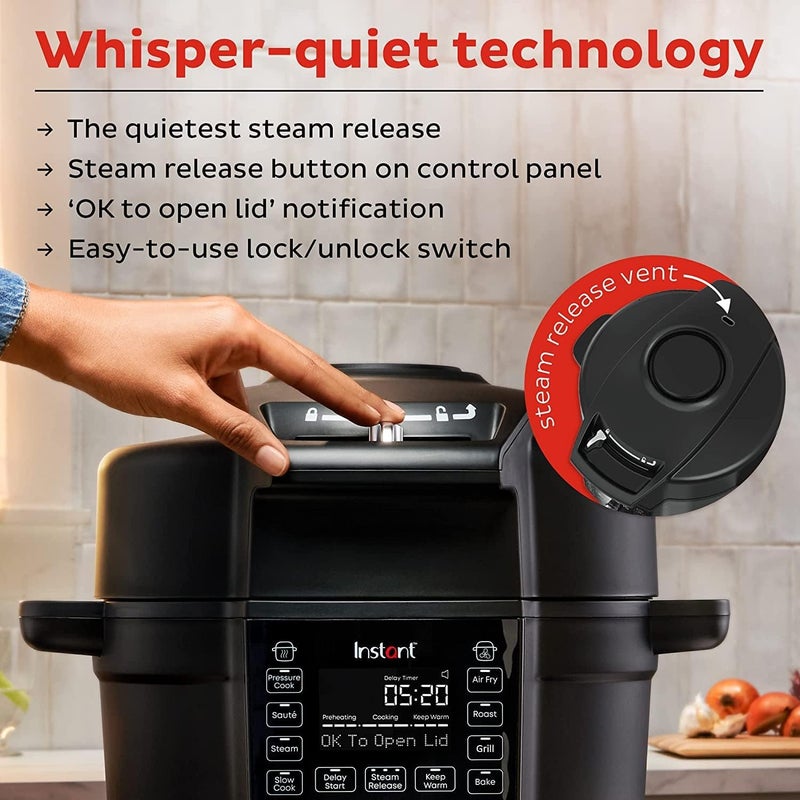 Instant Pot DUO Crisp, 1500W, 6.2L with Ultimate Lid Air Fryer + Multi-Cooker, Pressure Cooker, Slow Cooker, Steamer, Grill, Sauté pan, Sous Vide, 2 Years Manufacturer's Warranty - Image 4