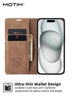 Motim iPhone 15 Pro Max Case, Leather Wallet Phone Case with Card Holder, Anti-Drop Phone Shockproof Protective Case with Kickstand, iPhone 15 Pro Max Case with Magnetic Wallet Card Holder  - Image 2