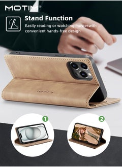 Motim iPhone 15 Pro Max Case, Leather Wallet Phone Case with Card Holder, Anti-Drop Phone Shockproof Protective Case with Kickstand, iPhone 15 Pro Max Case with Magnetic Wallet Card Holder  - Image 3