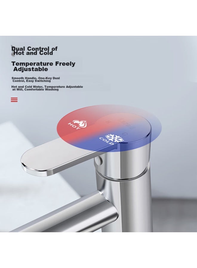 LARSD Lairdan Countertop Basin Faucet, Raised Basin Faucet For Hot And Cold Bathroom Cabinet, Artistic Basin Raised Faucet Ld10221 - Image 2