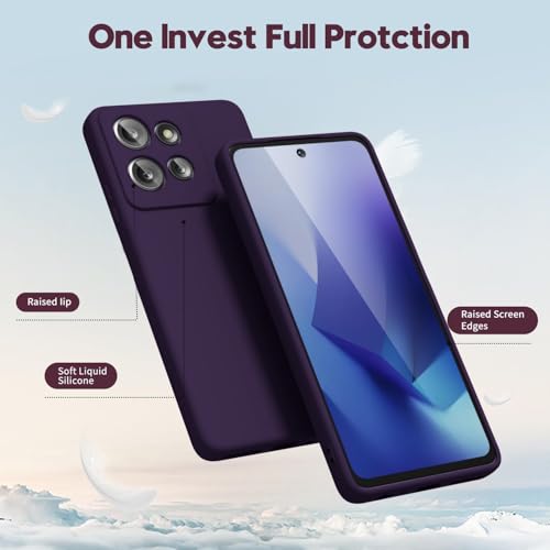 DIZORO Microfiber Candy Case for Motorola Edge 60 Stylus 5G Smooth Touch Cushion Liquid Soft Silicone Gel Rubber Phone Cases Non-Slip Full Body Protective Shockproof Back Cover- Deep Purple - Image 3