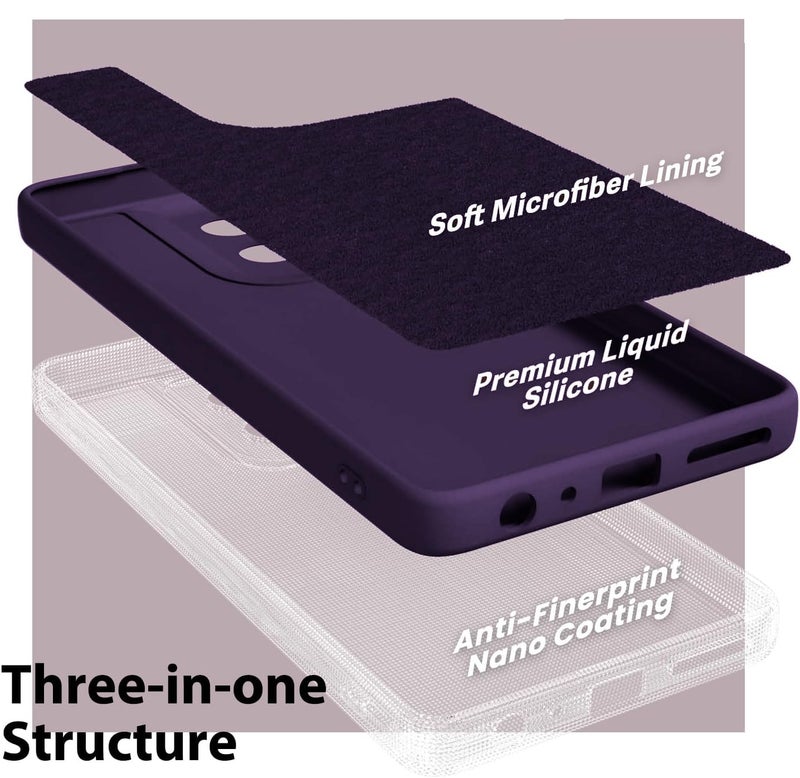 DIZORO Microfiber Candy Case for Motorola Edge 60 Stylus 5G Smooth Touch Cushion Liquid Soft Silicone Gel Rubber Phone Cases Non-Slip Full Body Protective Shockproof Back Cover- Deep Purple - Image 2