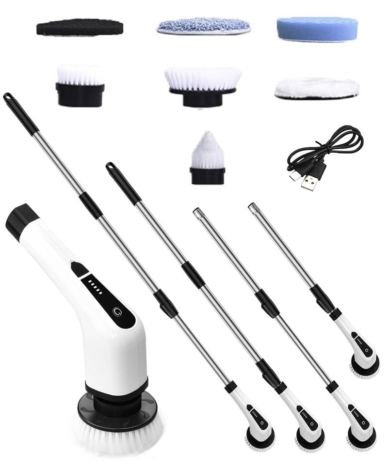 Electric Spin Scrubber Cleaning Brush Cordless Power Shower Scrubber for Cleaning Bathroom Tub Tiles Car with Long Handle Portable E Spin Bathtub Spinning Cleaner Scrub Brush Household Use Supplies