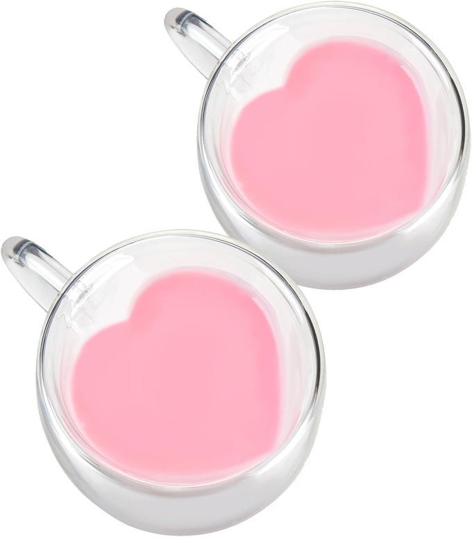 DOUBLE WALL GLASS COFFEE MUGSCLEAR COFFEE CUPS CLEAR UNIQUE COFFEE CUPS HEART SHAPED MUG 5 OZ ESPRESSO CUPS HEART MUGS SET OF 2
