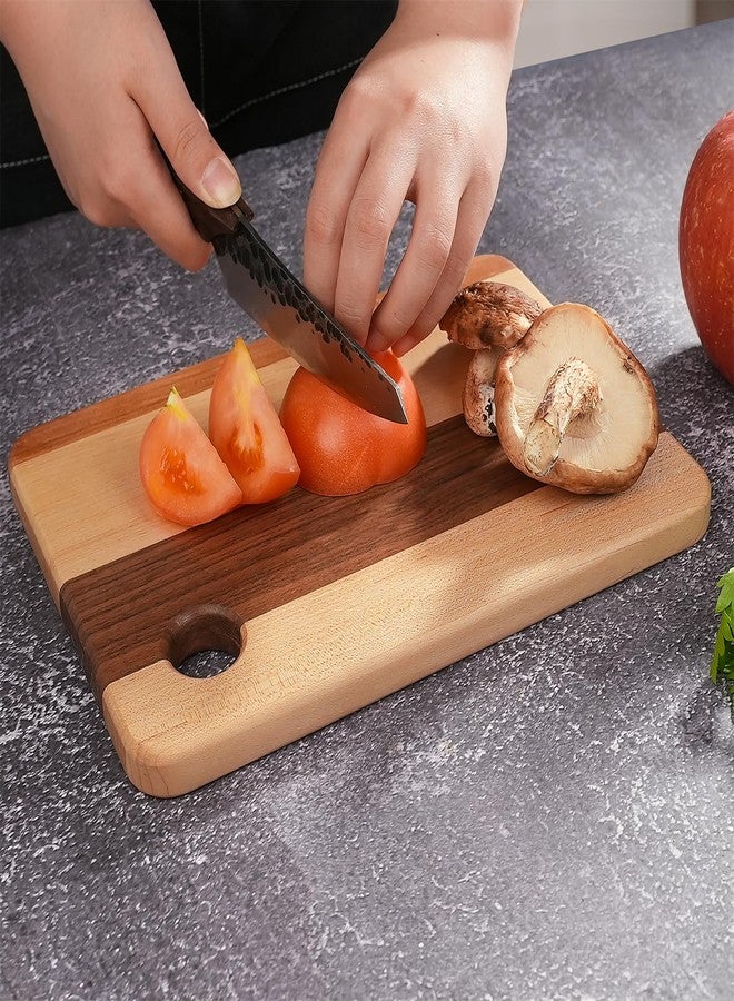 CONSDAN Small Wood Cutting Board for Kitchen, Hardwood Chopping Board for Meat, Vegetables, Fruits, Bread, and Cheese 10 x 7 x 10/16 in - Image 4