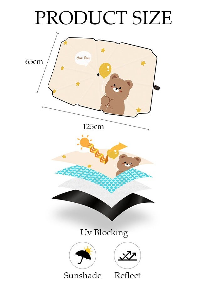 DUNISO - Foldable Car Windshield Sunshade Umbrella with Cartoon Printing Protect Car from UV Rays and Heat Keeps Cars Cool Sunshade Cover for Car Front Window 125*65CM - Image 1