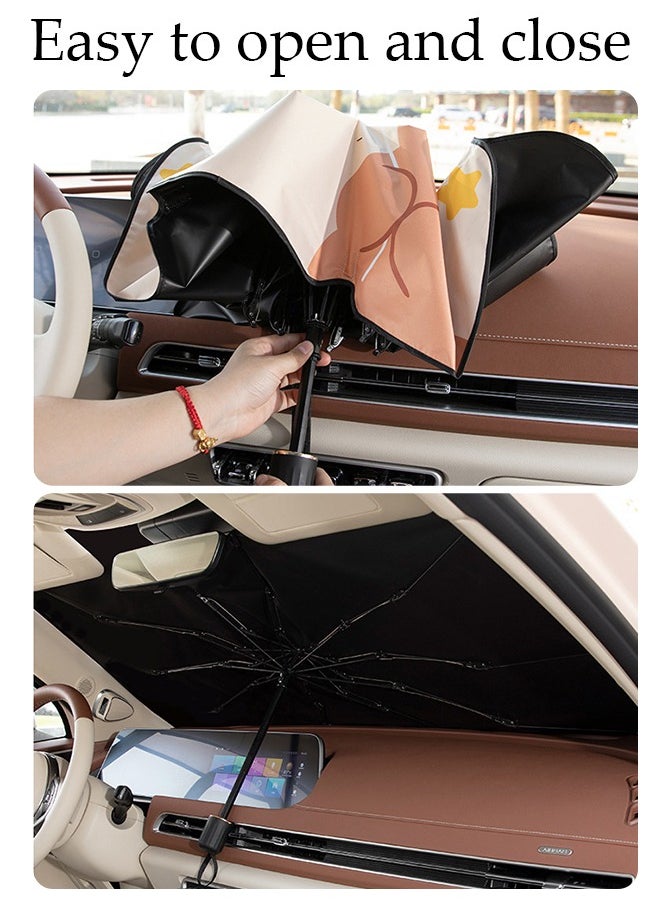 DUNISO - Foldable Car Windshield Sunshade Umbrella with Cartoon Printing Protect Car from UV Rays and Heat Keeps Cars Cool Sunshade Cover for Car Front Window 125*65CM - Image 1
