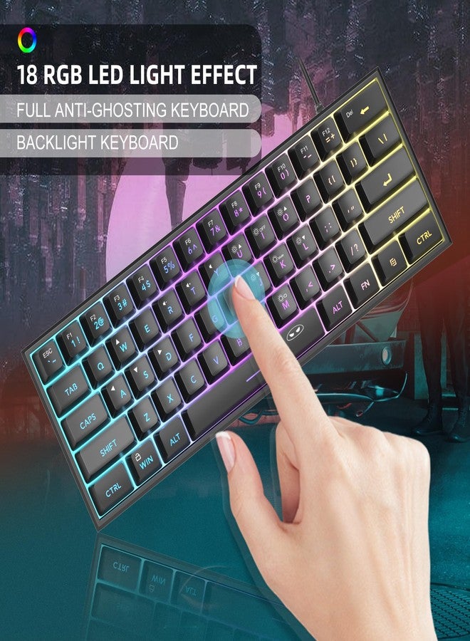 MageGee Mini 60% Gaming Keyboard, RGB Backlit 61 Key Ultra-Compact Keyboard, TS91 Ergonomic Waterproof Mechanical Feeling Office Computer Keyboards for PC, MAC, PS4, Xbox ONE Gamer(Black) - Image 2