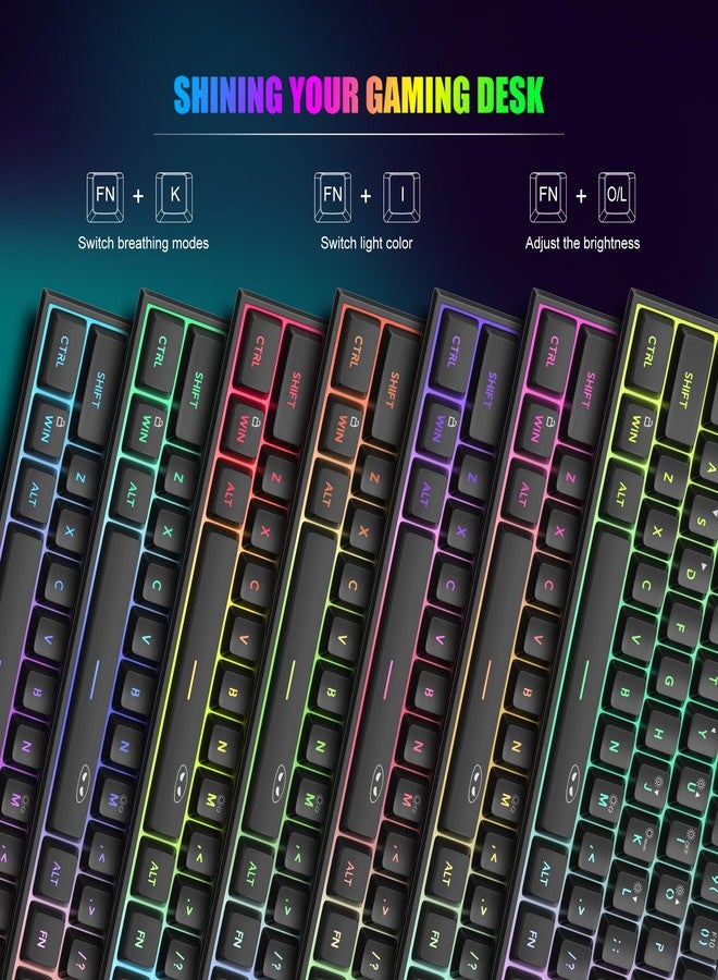 MageGee Mini 60% Gaming Keyboard, RGB Backlit 61 Key Ultra-Compact Keyboard, TS91 Ergonomic Waterproof Mechanical Feeling Office Computer Keyboards for PC, MAC, PS4, Xbox ONE Gamer(Black) - Image 3