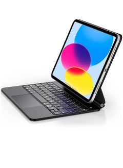 GENNEXT iPad Keyboard 10th Generation (2022) Case with Floating Cantilever Stand, Springy Backlit Keys, Multi-Touch Trackpad - Black