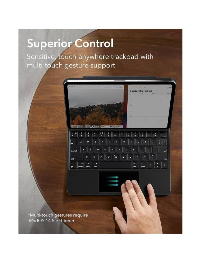 GENNEXT - GENNEXT iPad Keyboard 10th Generation (2022) Case with Floating Cantilever Stand, Springy Backlit Keys, Multi-Touch Trackpad - Black - Image 1
