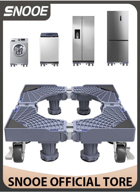 Washing Machine Base Stand with 4 Locking Wheels and 8 Strong Feet, Movable Universal Mobile Base for Dryer, Refrigerator, Furniture and Appliance
