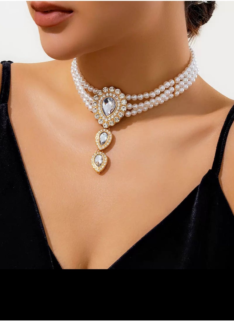 Vintage Gold-White Diamond-Encrusted Pearl Teardrop Necklace - pzsku/Z35C8DF52BA66D3076681Z/45/_/1730093556/1c6351c7-8767-45fb-bee4-4d0cbb8f1c79