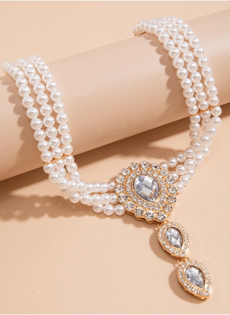 Vintage Gold-White Diamond-Encrusted Pearl Teardrop Necklace - pzsku/Z35C8DF52BA66D3076681Z/45/_/1730093622/5dad5817-dd15-4926-a1e9-5385e89371a5