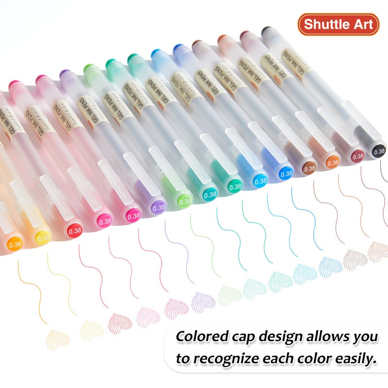 Shuttle Art Gel Ink Ball Point Pens, 15 Colors Japanese Style Pens, 0.38mm Extra-Fine Ballpoint Pens for Home, School and Office - Image 2
