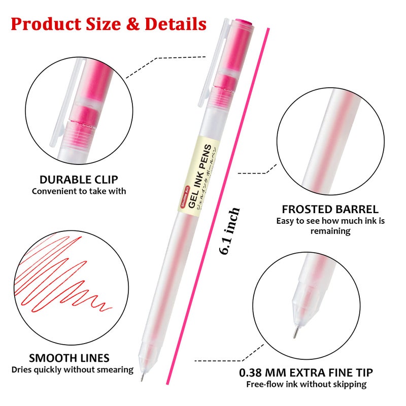 Shuttle Art Gel Ink Ball Point Pens, 15 Colors Japanese Style Pens, 0.38mm Extra-Fine Ballpoint Pens for Home, School and Office - Image 3