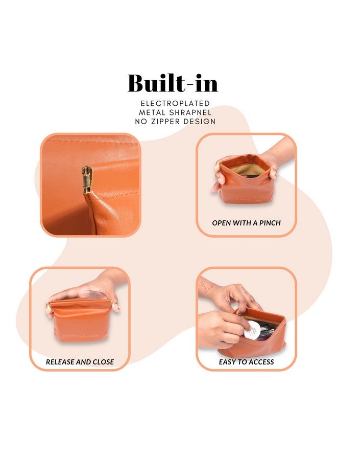 House of Quirk Cosmetic Bag for Women Makeup Bag for Purse Travel Makeup Organizer Bag Waterproof Makeup Pouch with Sunglasses Case (Pack of 3, Brown) - Image 4