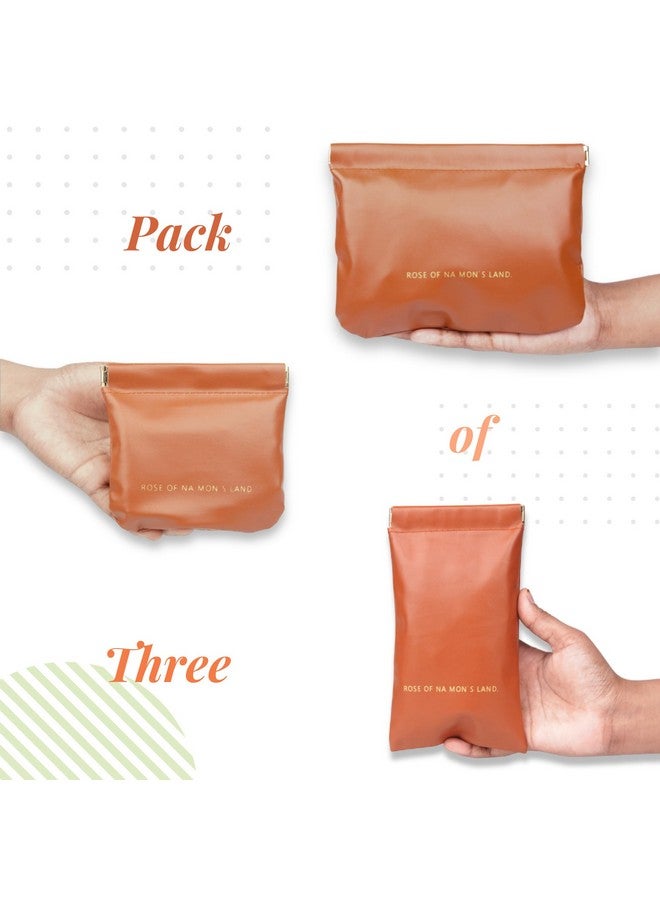 House of Quirk Cosmetic Bag for Women Makeup Bag for Purse Travel Makeup Organizer Bag Waterproof Makeup Pouch with Sunglasses Case (Pack of 3, Brown) - Image 2