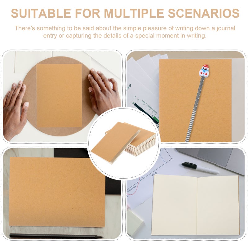 NUOLUX 12PCS A6 Kraft Notebooks Kraft Brown Blank Pages Blank Cover Kraft Journals - Image 3