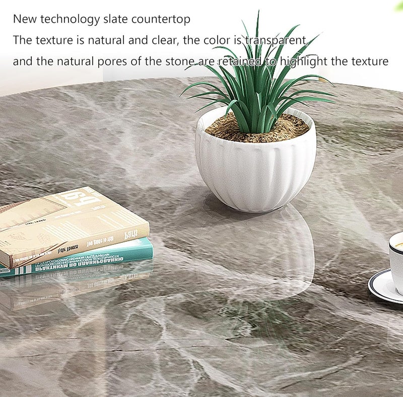 Harmony Home 5-Piece Round Dining Table Set – Black Ceramic Marble Top with Metal Legs & 4 PU Leather Cushioned Chairs – Modern Dining Furniture for Kitchen & Small Spaces - Image 4