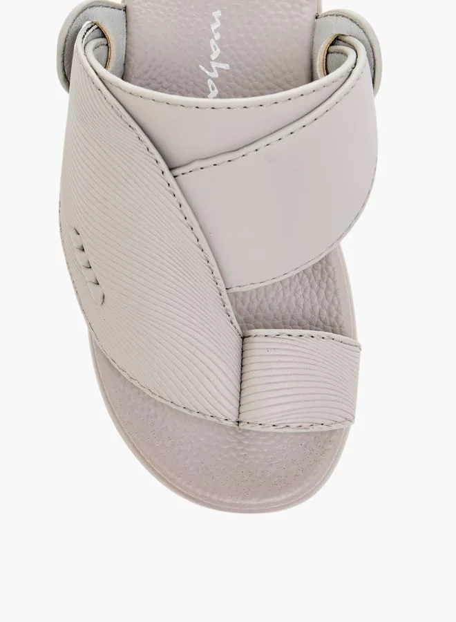 Al Waha Boys Textured Slip-On Arabic Sandals with Toe Loop Detail
