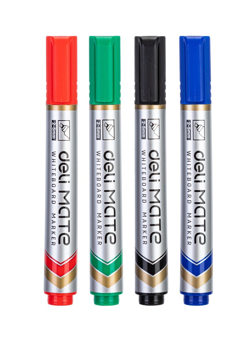 Deli EU00403 Whiteboard Marker 2–5 mm Chisel Tip – 4 Colors – ideal for classrooms, offices & meeting rooms  - Image 2