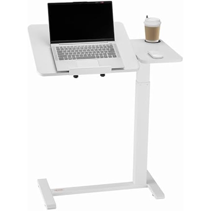 rayihni OVERBED TABLE MOBILE SIDE TABLE WITH FOLDING DESK TOP & 4 HIDDEN WHEELS, HEIGHT ADJUSTABLE & ANGLE ADJUSTABLE LAPTOP TABLE BED TABLE WITH DRINK HOLDER FOR OFFICE - Image 1