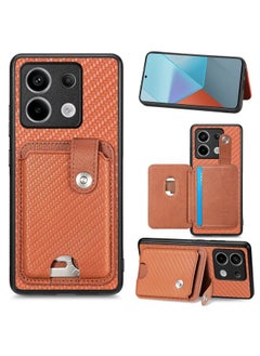 Case Cover For Xiaomi Redmi Note 13 Pro Card Wallet Kickstand Back Phone Case with Tool Knife Brown