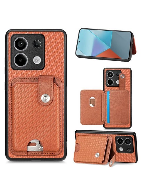 Case Cover For Xiaomi Redmi Note 13 Pro Card Wallet Kickstand Back Phone Case with Tool Knife Brown