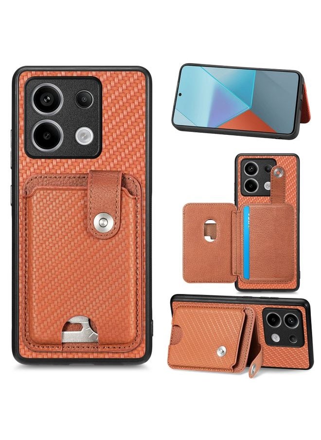 HuHa - Case Cover For Xiaomi Redmi Note 13 Pro Card Wallet Kickstand Back Phone Case with Tool Knife Brown - Image 1