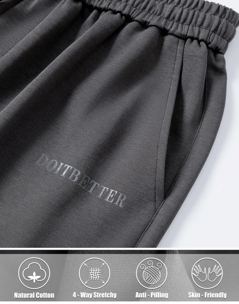 HHZ Men's Cotton Casual Loose Fit Sweatpants Yoga Baggy Sweats Open Bottom Sweatpants Lounge Jogging Gym Workout Pants Wide Leg Sweatpant(Y001Grey,36) - Image 4