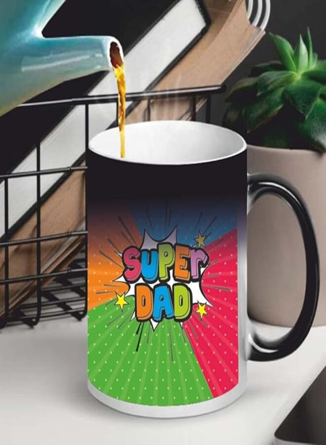 Funky Store Ceramic, Magic Coffee Mug of 11oz As Fathers-Day Gifts from Daughter, Super Dad Printed (Multicolour)