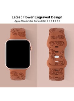Arctime 3 Pack Floral Engraved Silicone Bands Compatible with Apple Watch Band 38mm 40mm 41mm 42mm 44mm 45mm 46mm 49mm Women, Soft Sport Wildflower Strap for iWatch Ultra Series 10 9 8 SE 7 6 5 4 3 2 1  - Image 3
