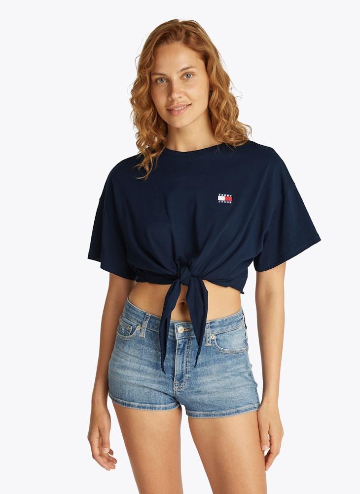 TOMMY JEANS Tie Waist Crew Neck T-Shirt  - Image 1