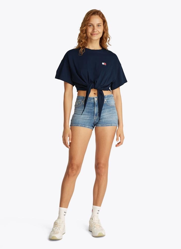 TOMMY JEANS Tie Waist Crew Neck T-Shirt  - Image 4
