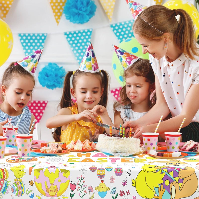 AinDen Easter Coloring Tablecloth for Kids, Giant 72 x 30 Inch Coloring Poster, Easter Party Decorations Table Cloth for Crafts Activities, Classroom & Home & Office (Multicolor-Easter) - Image 5
