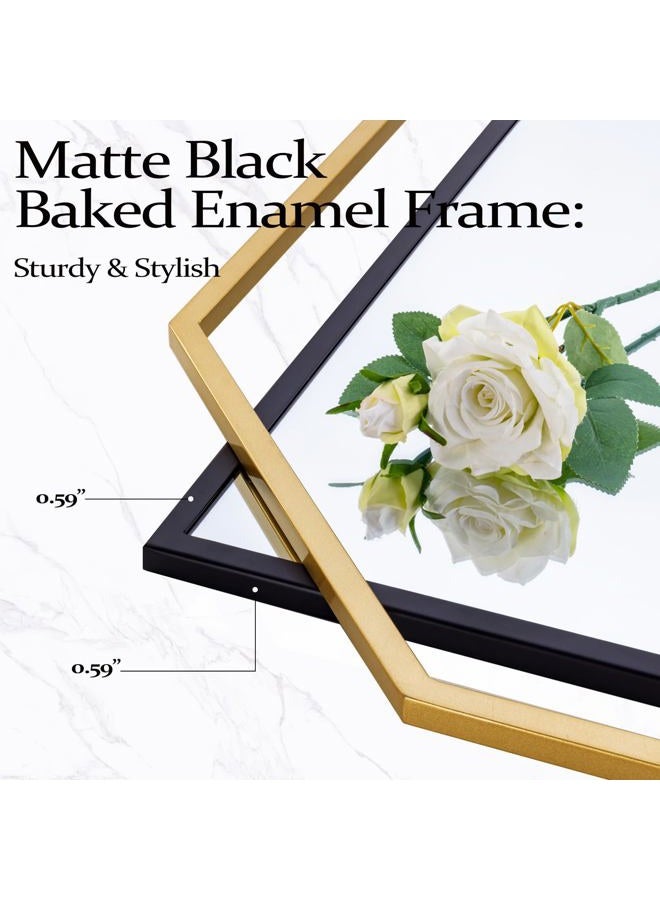 Autdot Decorative Wall Mirror, Black and Gold Bathroom Mirror for Wall with Modern Octagonal Metal Frame, for Living Room, Dining Room, Entryway (36" x 24") - Image 3