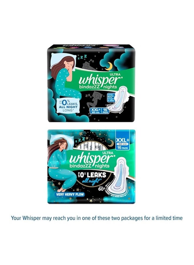 وسبير فوط صحية ويسبر بينداز نايتس، 16 فوطة صحية بحجم XXL+، حماية كاملة من التسرب طوال الليل، مناسبة للتدفق الغزير، أطول بنسبة 60% تقريبًا مع ظهر أعرض، تقنية فعالة لحبس الروائح لتشعري بالانتعاش، غلاف للاستخدام مرة واحدة - Image 4